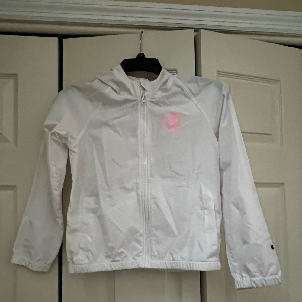 ⭐️EUC - Champion White Windbreaker - Girls Size Large (12)